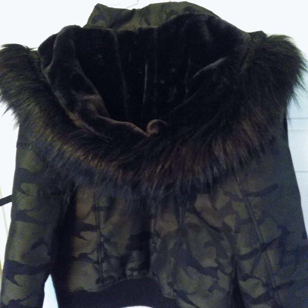 DKNY Dk Camo Bomber Crop Top Jacket
